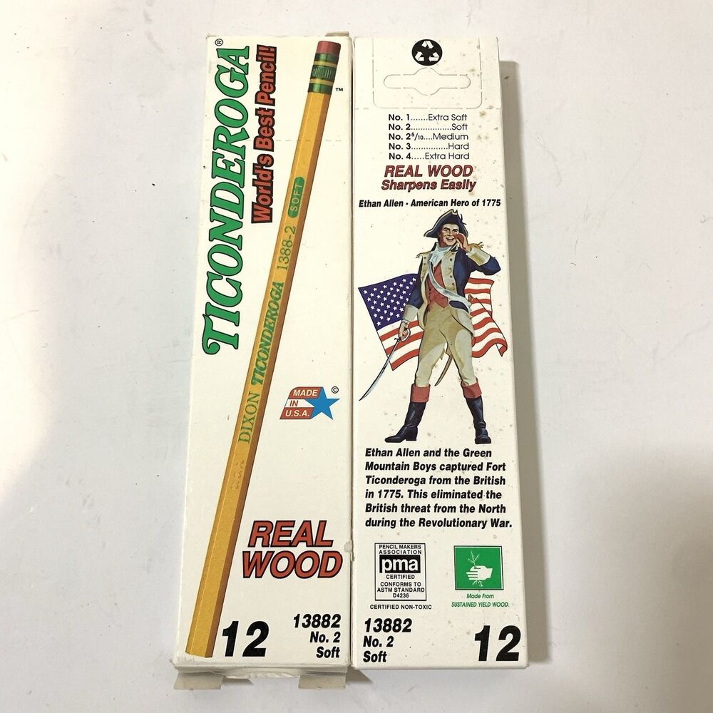 Vintage Dixon Ticonderoga No. 2 Soft 13882 Pencils 12 Ct. Lot Of 2 Boxes New